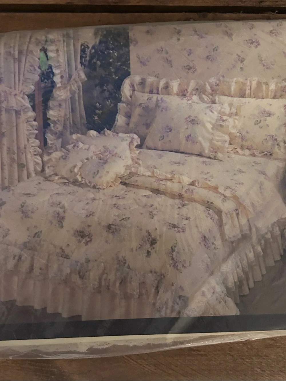 JCPenney Cream and Lavender Floral Twin fitted and flat sheets